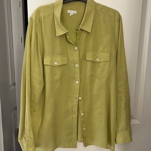 Yellow/green linen blouse